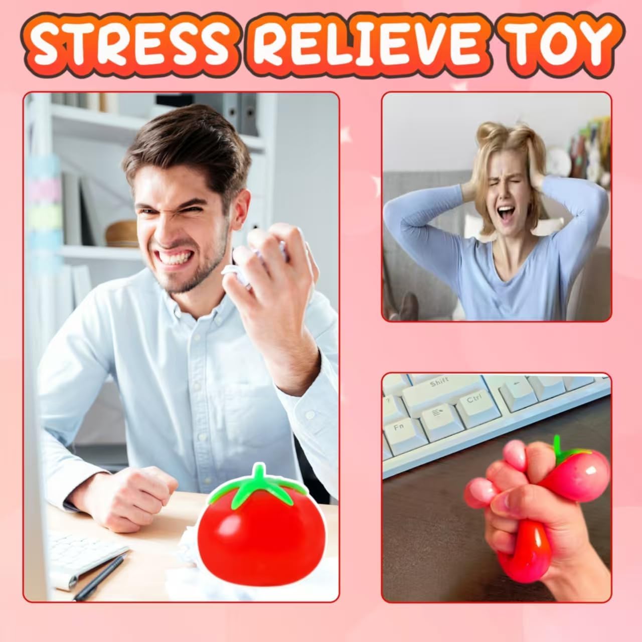 1Pcs Fruit Taba Squishy Toys Tomato Stress Balls for Adults and Kids Squishy Fidget Toy Sticky Sensory Stress Relief Toy Slow Rising Tomato Squishies for Office Classroom Prize Party Favors