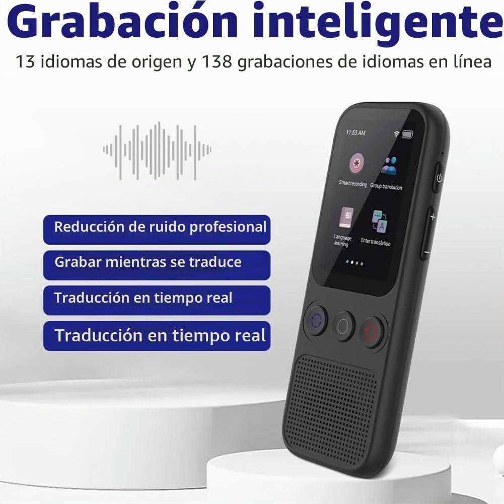Dispositivo traductor de idiomas, traductor de voz instantáneo sin conexión en 138 idiomas, traductor de voz para viajes y negocios
