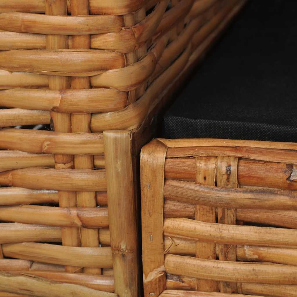 Poltrona in rattan con cuscino in rattan naturale e legno di mango, poltrona relax per soggiorno e giardino d'inverno, comoda poltrona in vimini con cuscino per seduta e schienale, marrone