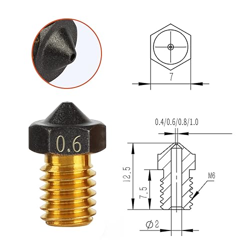 Miniatura 8 de Boquillas extrusoras PTFE V6 de 0.40.60.80.039 in PTFE V6 Hotend Boquilla de filamento de 0.069 in para Anycubic Mega Series, Kobra Neo, Kobra Go,