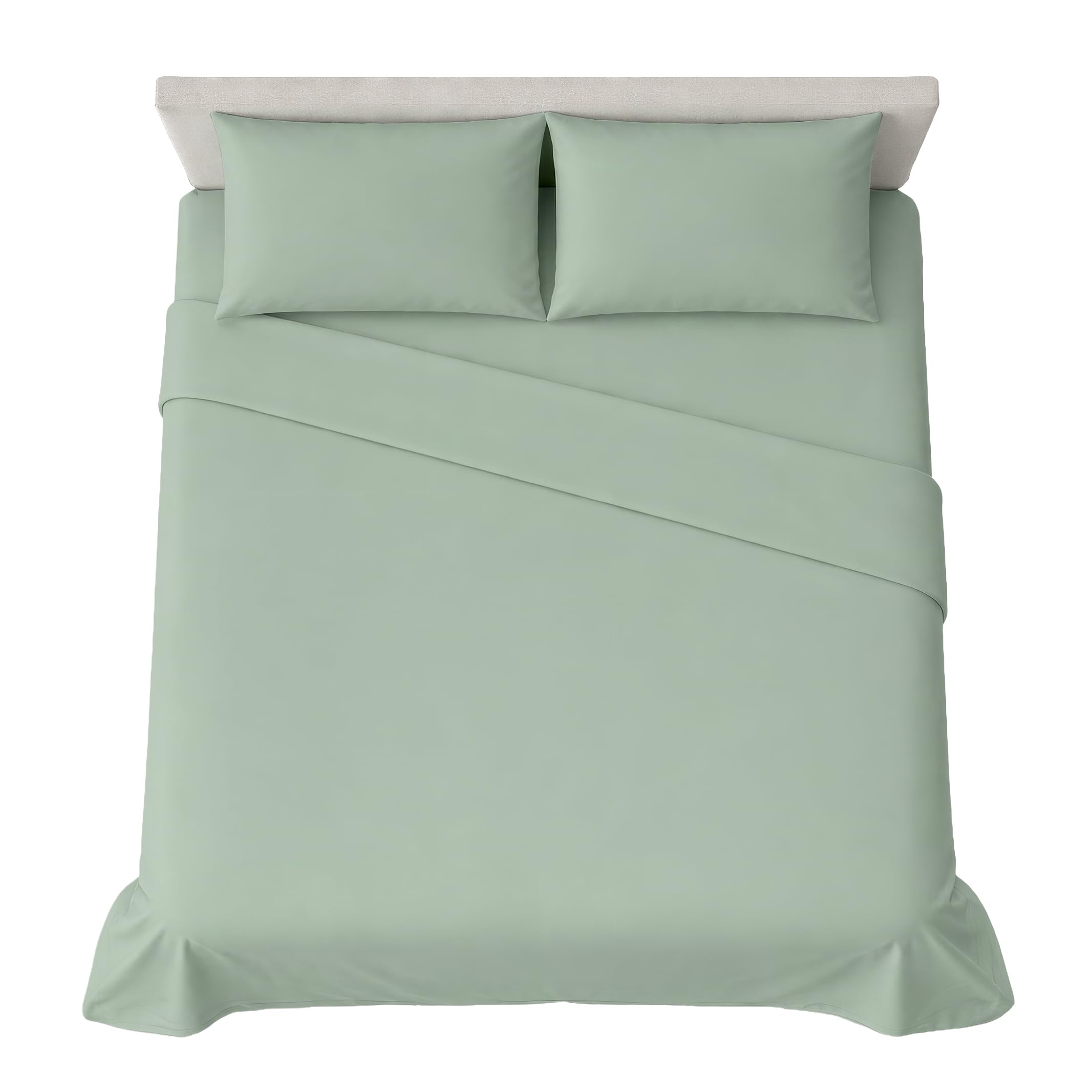 hermet 4-Piece Plain Double Bed Sheet Set, Fitted Sheet, Flat Sheet, 2 Pillowcases 50 x 80 cm, 30 cm Corner, Soft Microfibre, Oekotex Certified, No Iron