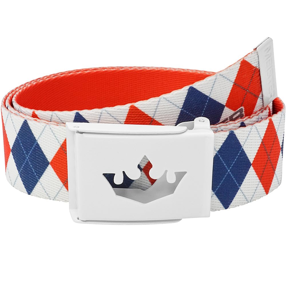 Meister Player Golf Webbing Belt - Adjustable & Reversible - Royal Argyle