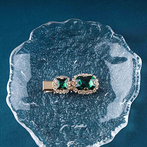 Erimberate Bohemian Emerald Hair Clip Green Crystal Hair Pins Clips Green Cz Paved Hair Barrette Square Emerald Crystal Headdress Hair Accessories Jewelry For Women And Girls Gifts #TOP5