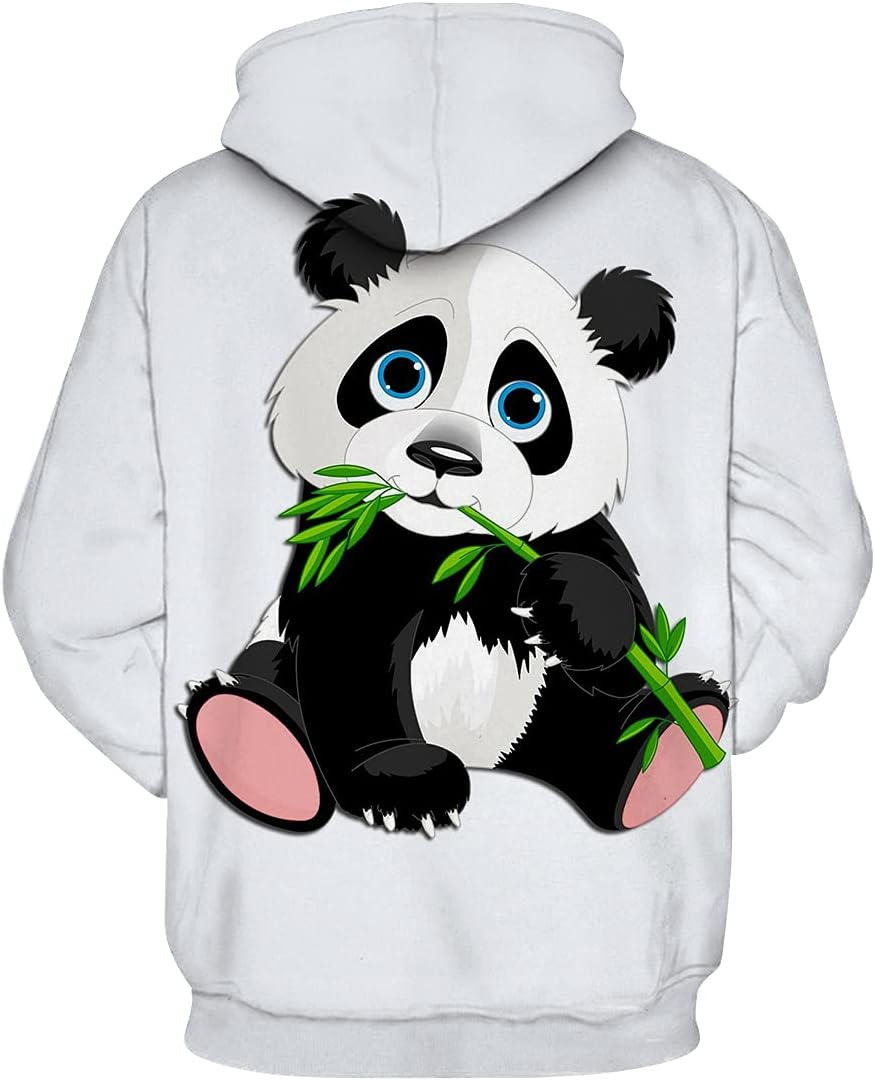 Men Women Panda Print Long Sleeve Hoodie Cute Fashion Hooded Pullover - Image 2