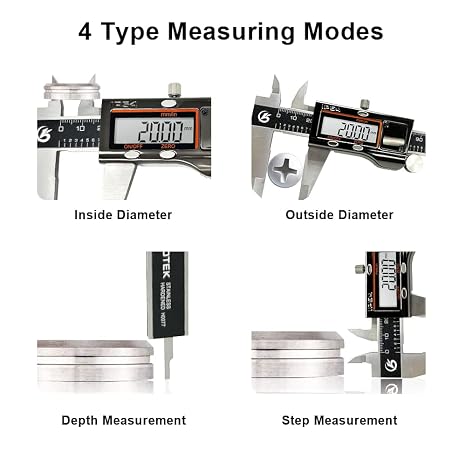 KETOTEK Digital Caliper Measuring Tool, IP54 Waterproof Stainless Steel Electronic Vernier Caliper 6 Inch/150mm Digital Micrometer with Large LCD Screen