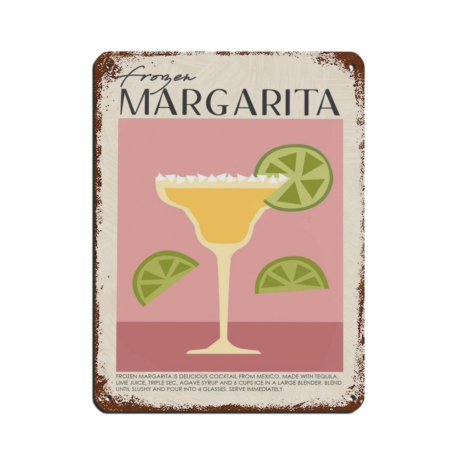 Margarita Cocktail, Cocktail Art Retro Poster Metal Tin Sign Chic Art Retro Iron Painting Bar People Cave Cafe Family Garage Poster Wall Decoration 12x16inch(30x40cm)