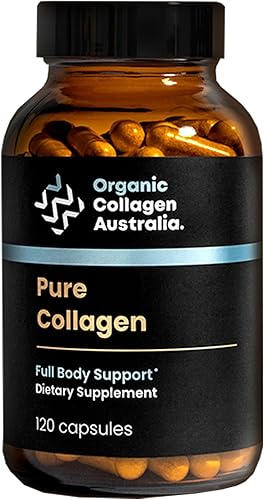 Organic Collagen Australia Cápsulas de colágeno puro de soporte de cuerpo completo, aptas para veganos para apoyo, 120 unidades