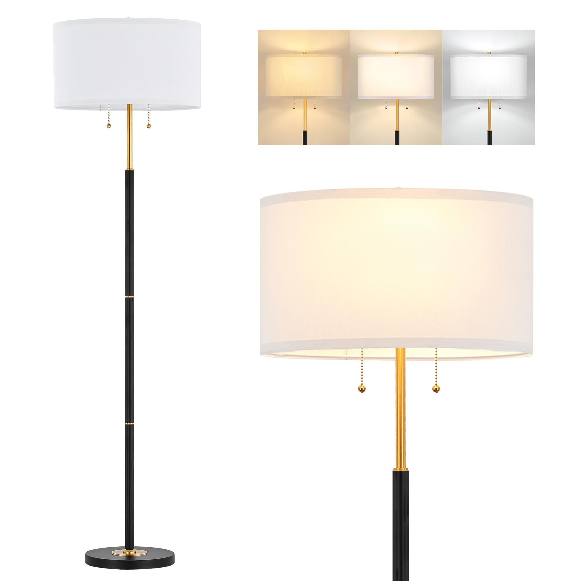 ELYONA 2-Light Floor Lamp Modern Reading Standing Light