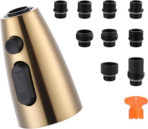 WOWOW Cabezal de repuesto para grifo de cocina, boquilla rociadora extraíble de 3 funciones con 9 adaptadores para grifo de fregadero de cocina,