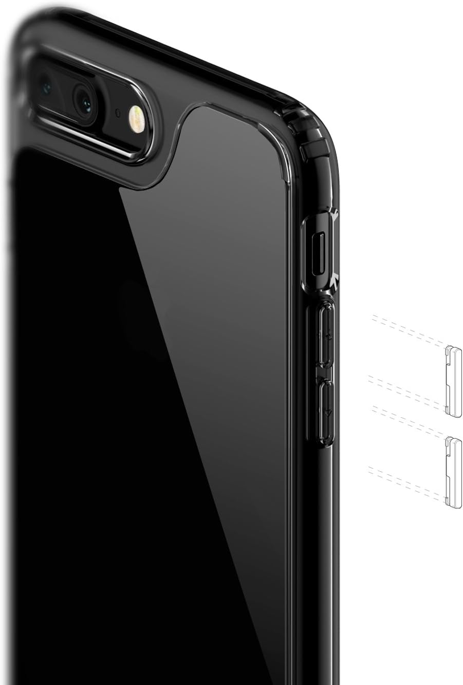 Caseology Waterfall for Apple iPhone 8 Plus Case (2017) / for iPhone 7 Plus Case (2016) - Minimal & Transparent - Jet Black