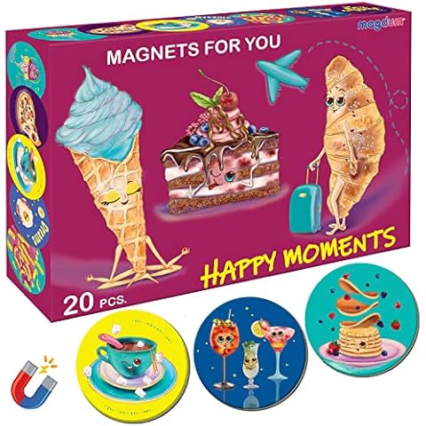 MAGDUM 20 Magnets Fridge Happy Moments - Decorative Magnets for Home - Fridge Magnet Magnets Children for Magnetic Board - Fridge Magnets Children Magnet Toy Children for Whiteboard Cover