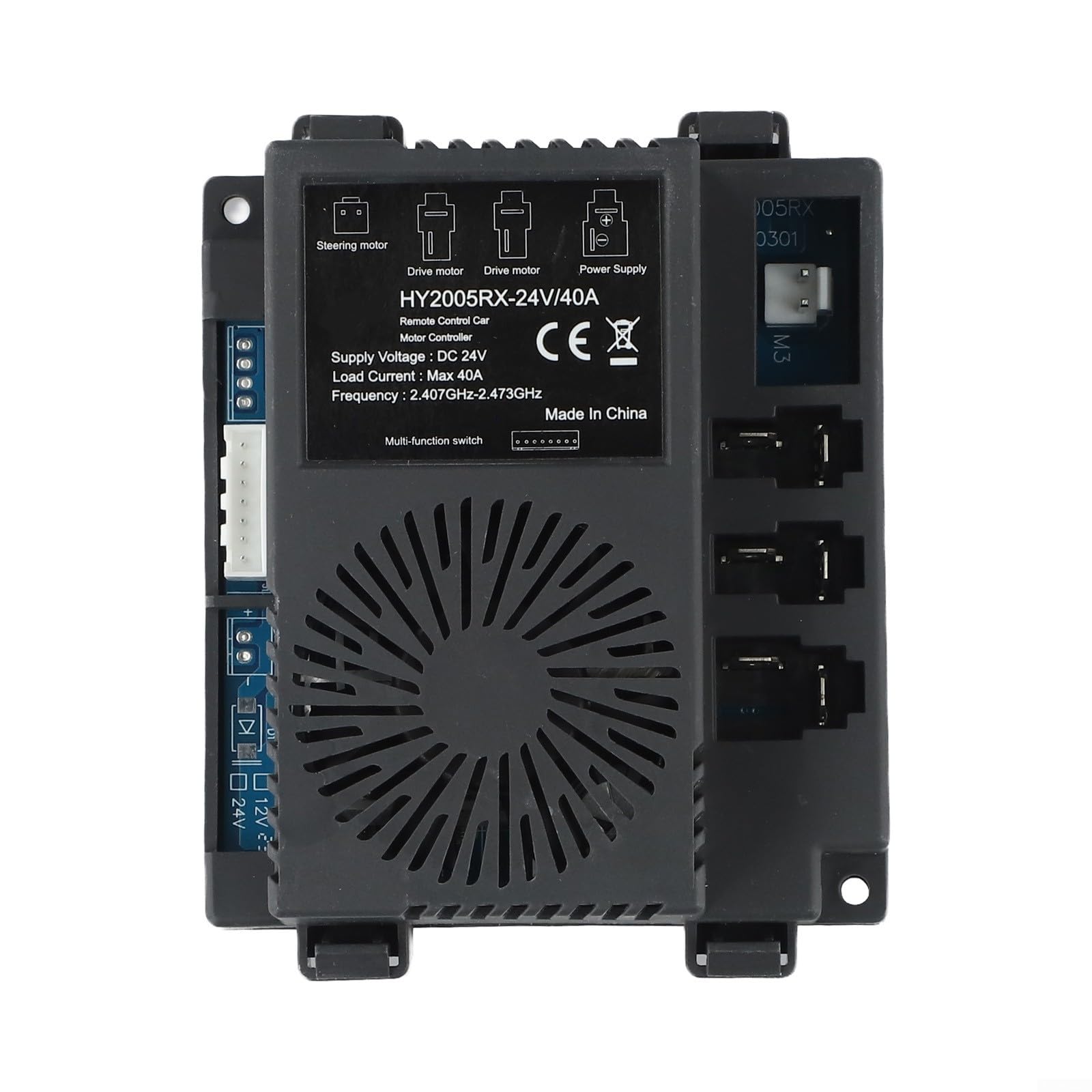 Récepteur HY2005RX 24 V 40 A avec 2 émetteurs 4G Télécommande pour pièces de voiture électrique pour enfants Compatible avec divers véhicules électriques (HY2005RX-24V Récepteur)