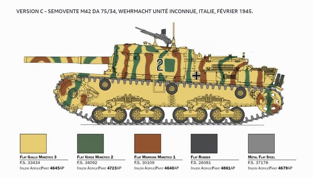 Italeri -6584 automoteur M42 de 75/34, échelle 1:35, modèle kit, modèle en plastique à monter, modélisme, IT6584