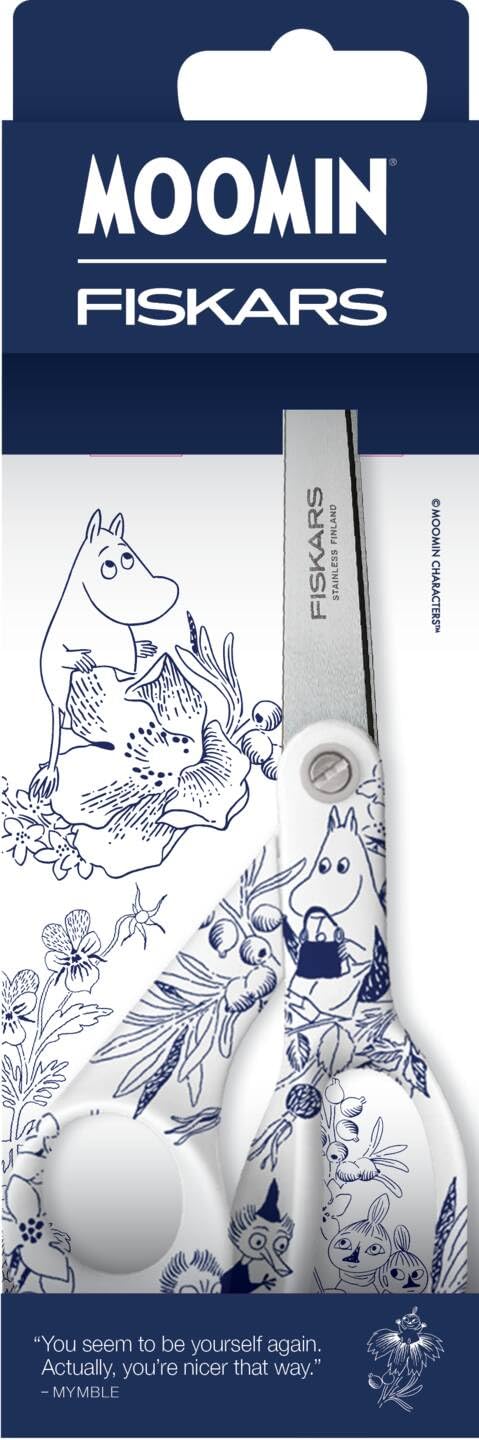 Fiskars Nożyczki uniwersalne X Moomin z motywem Muminków, praworęczne, długość: 21 cm, ostrza ze stali nierdzewnej, Haru, 1075572
