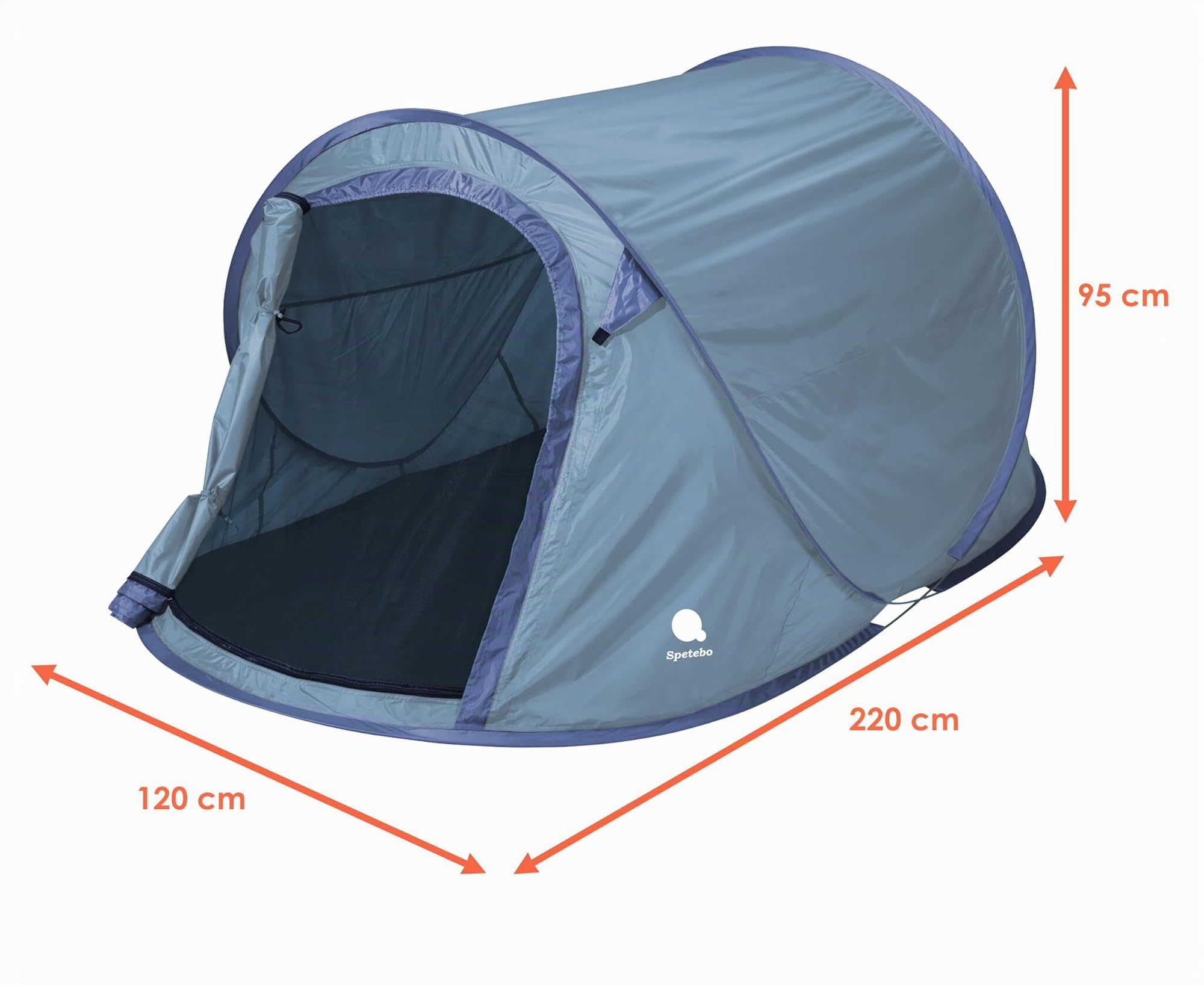 Tente pop-up pour 2 à 3 personnes en bleu, vert ou argent – Tente instantanée pour trekking et camping – Tente instantanée automatique à une main avec piquets + cordes de tension étanches