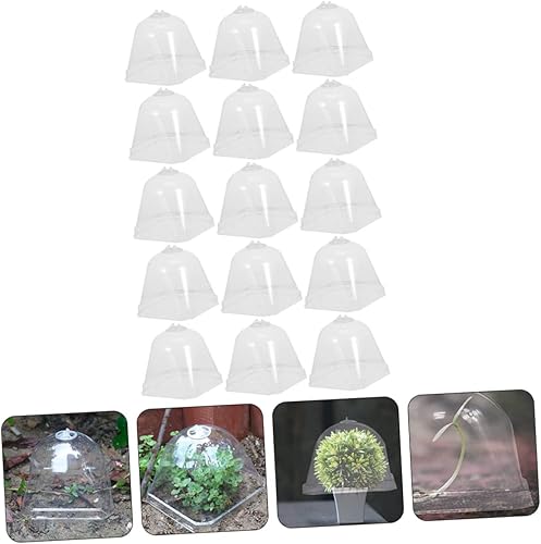 Miniatura 4 de MERRYHAPY 15 Uds. Cubierta de plántulas Cloche Plant Nursery Macetas Domo Mantener a las ardillas fuera de maceta, Mini cúpula de invernadero