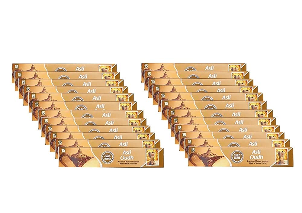 Heera Agarbatti Oudh 15stk (Pack of 24) – Natural Air Freshener – Promotes Calmness – Soothing Fragrance – Premium Indian Aroma Incense Stick for Pooja, Yoga, Aromatherapy, Room Freshener, Meditation