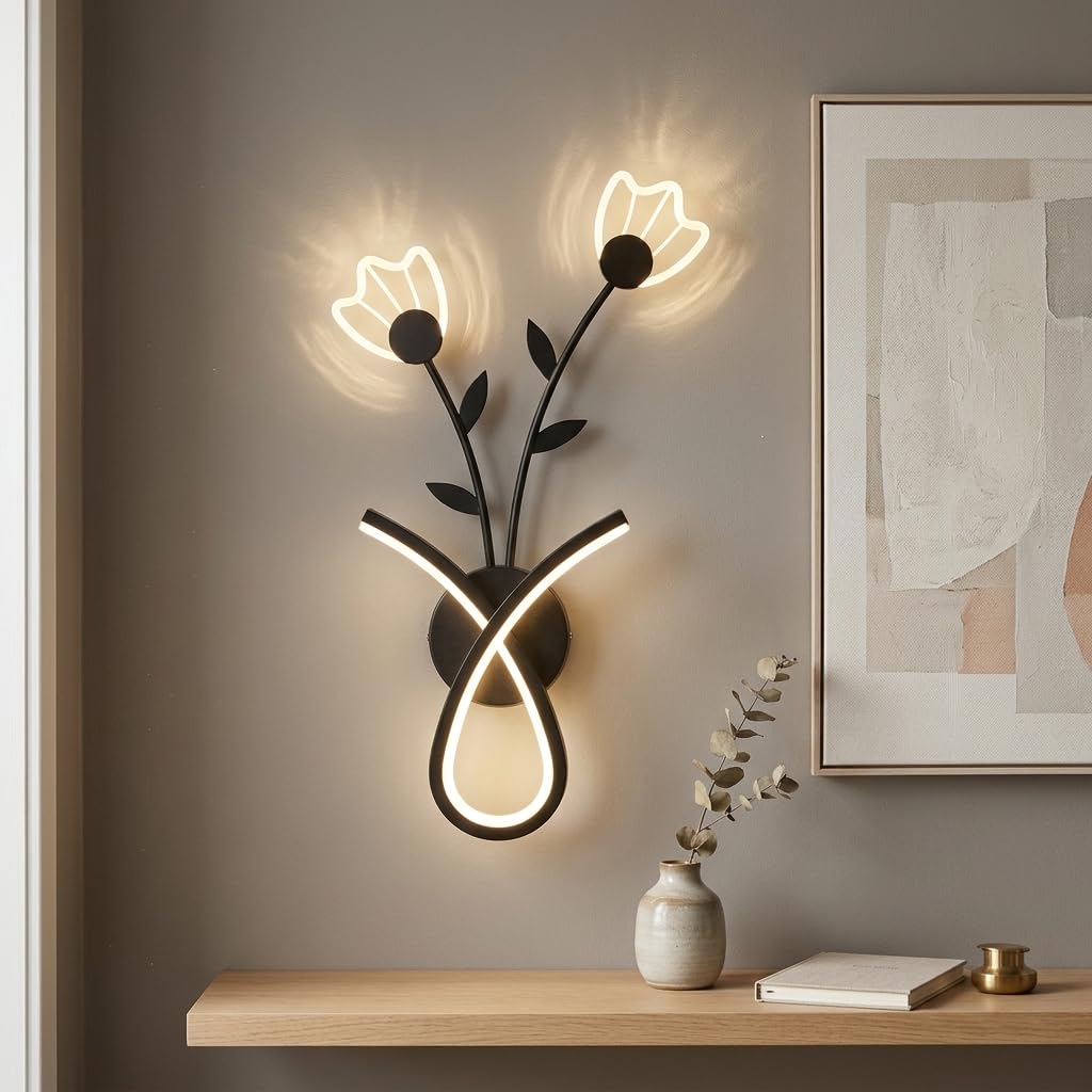 LED Wall Light 3-Color CCT (Warm + Natural + Cold White) Floral Branch Design Metal Acrylic Wall Lamp for Bedroom Living Room-image-25