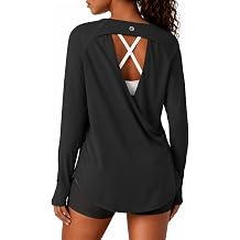Aoysky UPF 50+ Long Sleeve Womens Sun Shirts Open Back Workout Tops