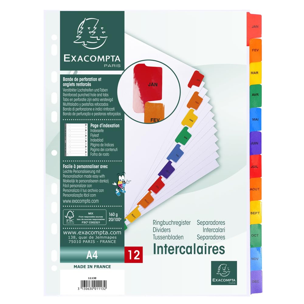 20 Sets A4 Monthly Dividers Jan–Dec (French Tabs) 12 Part - New Sealed Bulk Lot