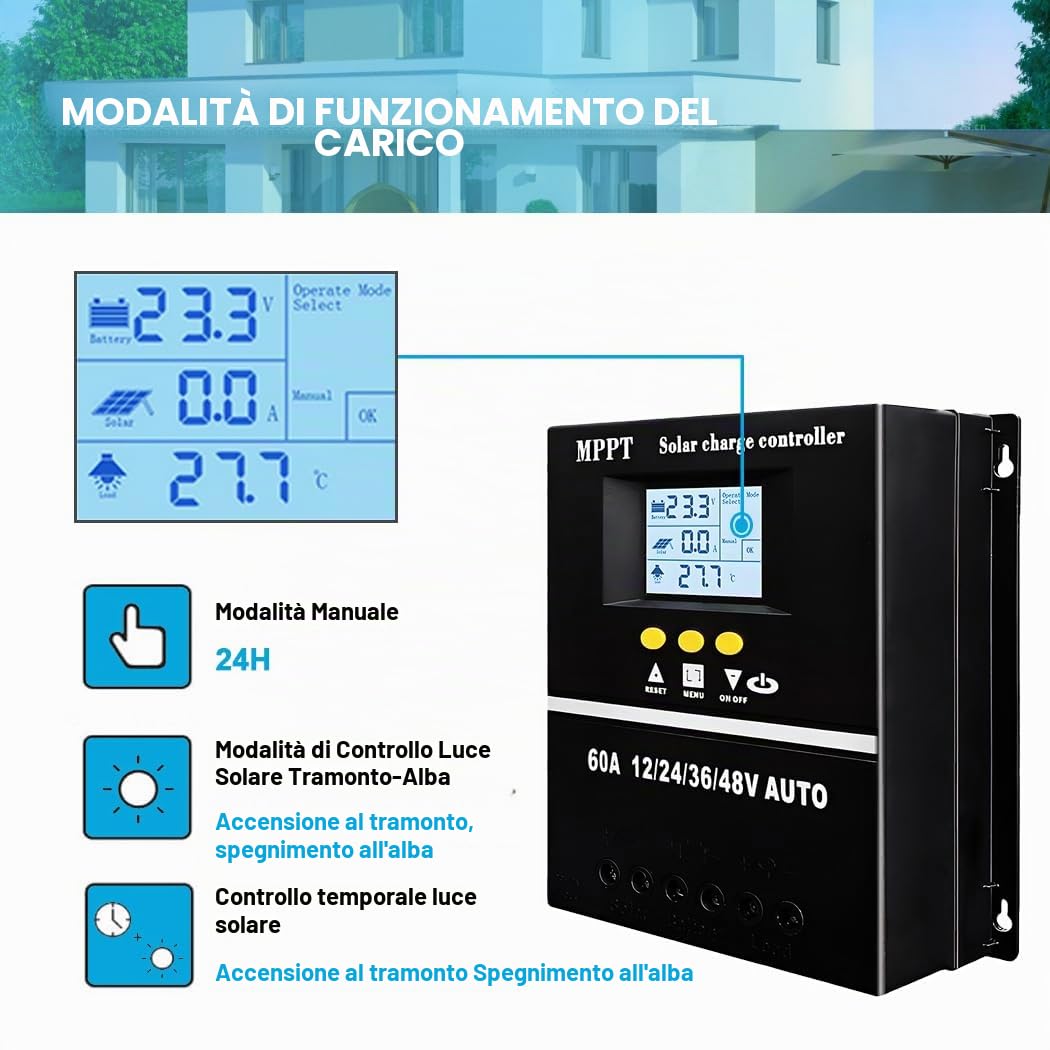 PWM 60A Regolatore di Carica Y&H MPPT Regolatore Solare Per piombo-acido/litio