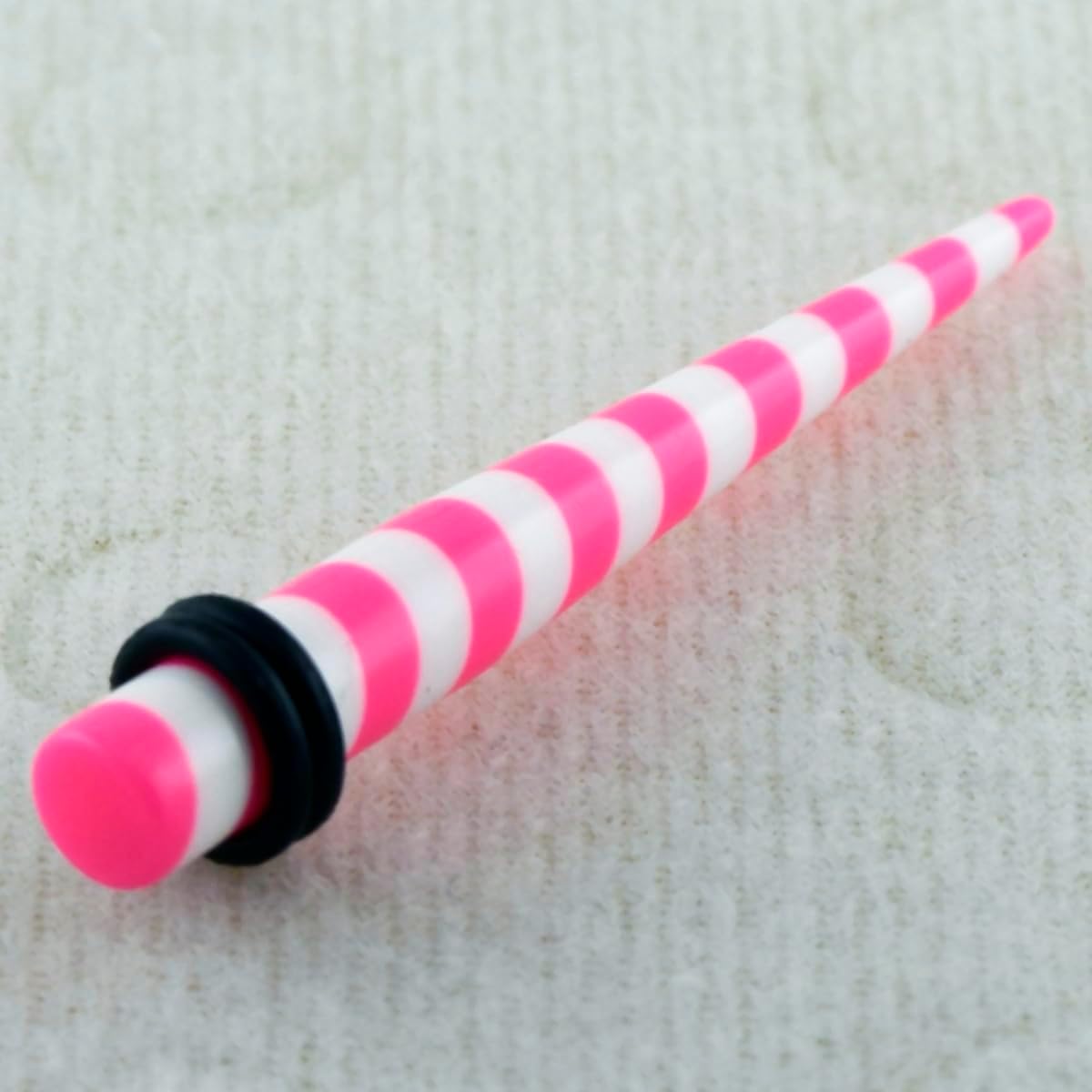 Pink Stripe UV Acrylic Straight Tapers - Expander - Stretching - Gauge Ear Plug Body Piercing Jewelry