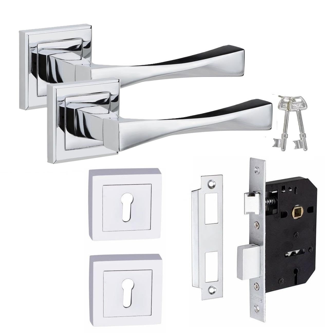 Golden Grace Astrid Straight Door Handle Set - Polished Chrome - 2.5 inch