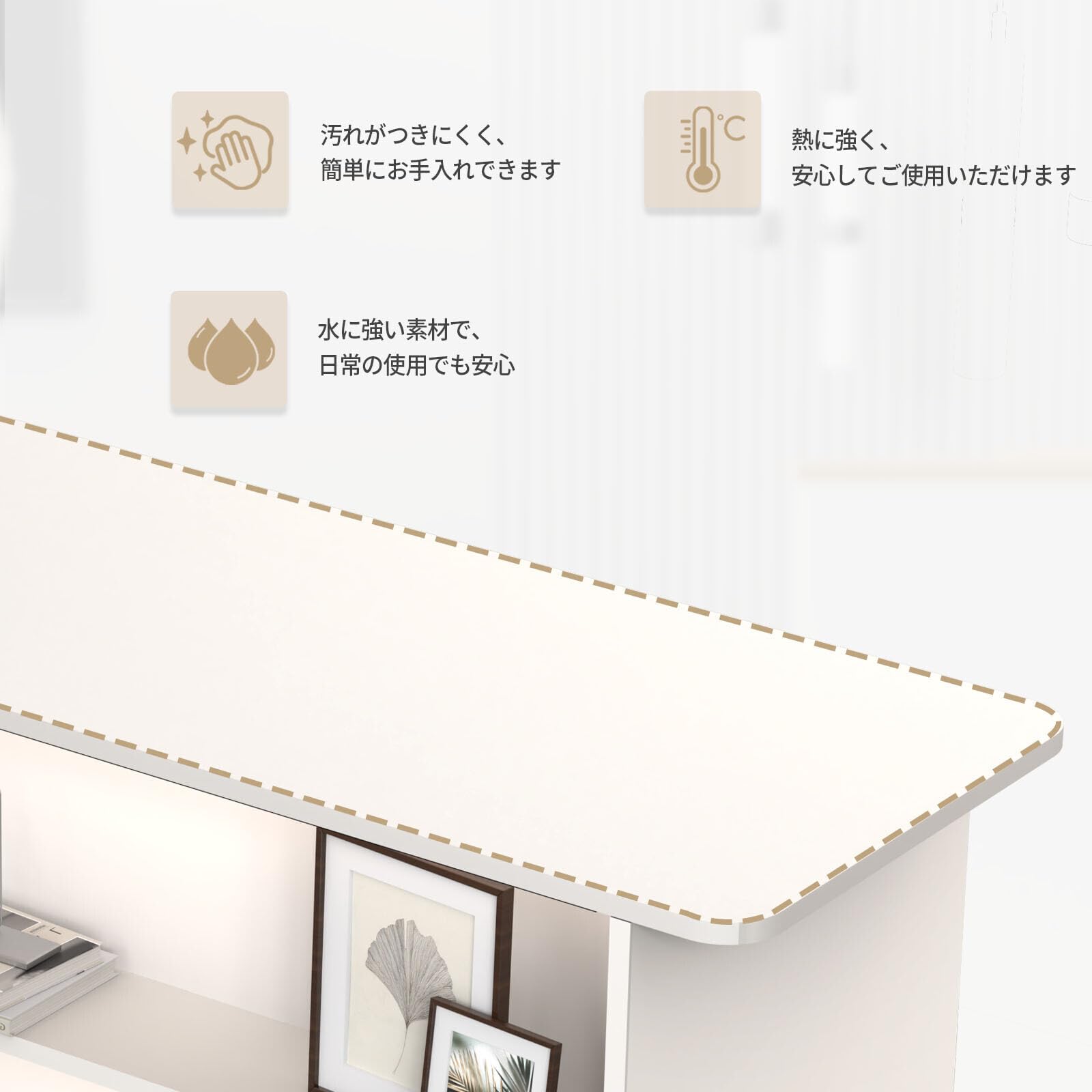 Amazon.co.jp: MetaMall 受付カウンター 鍵付き 配線穴付き 角丸