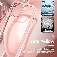 Vista 5 de TAURI Funda 3 en 1 para iPhone 13, color rosa, [protección contra caídas de grado militar] Funda delgada a prueba de golpes con cordón para teléfono