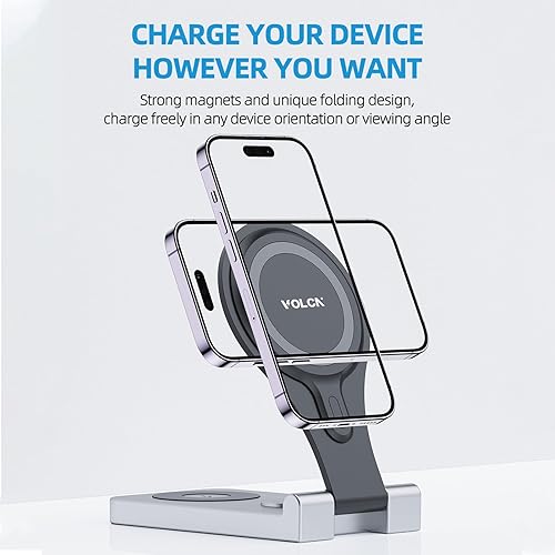 Miniatura 5 de Cargador inalámbrico magnético 3 en 1, estación de carga inalámbrica plegable, soporte de carga compatible con Magsafe, cargador de viaje para