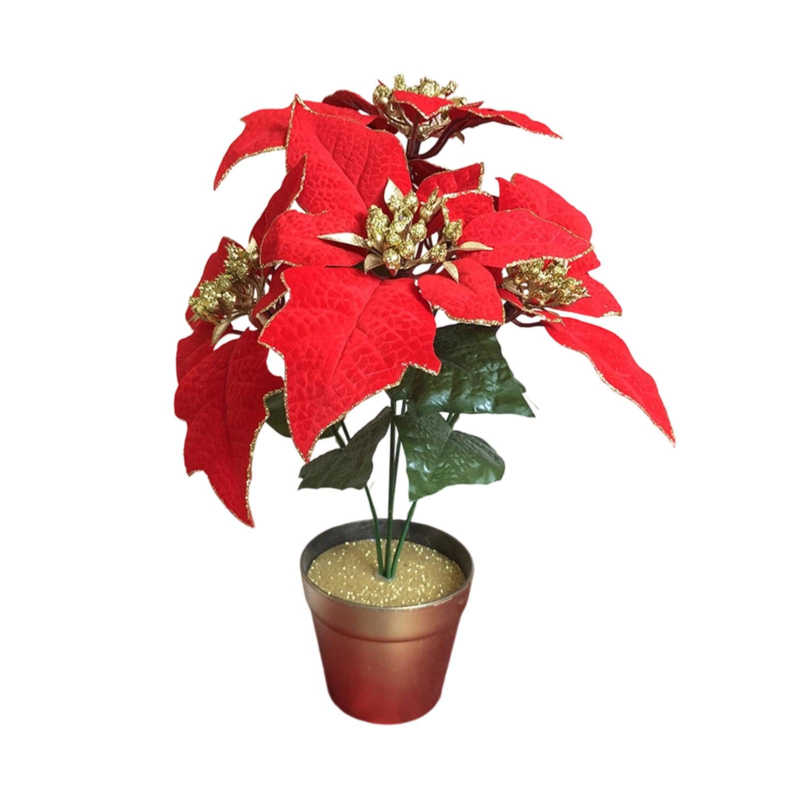 Poinsettia artificiel haut de gamme, plante décorative de Noël élégante