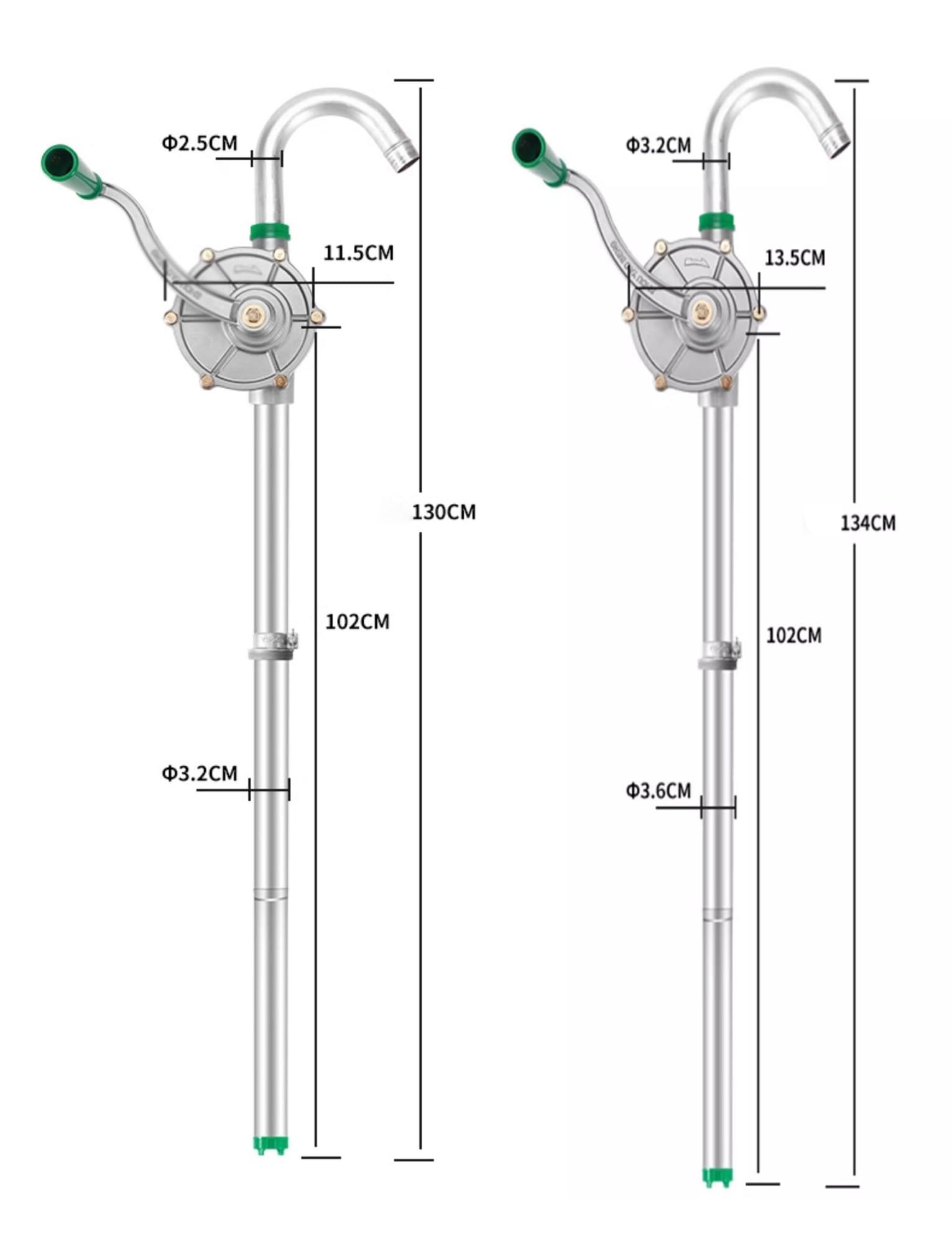 Pompe à main rotative en alliage d'aluminium, pompe de transfert d'huile manuelle for réservoir de kérosène diesel essence(1in/25mm)