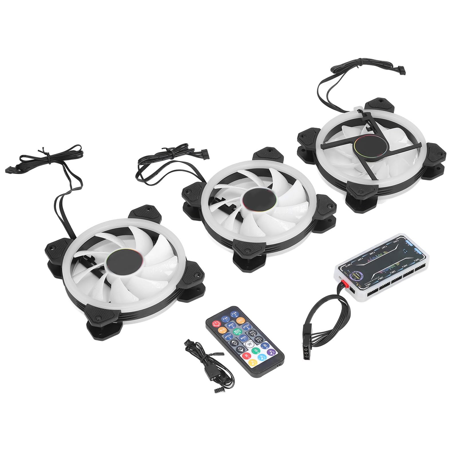 Jiawu 3 Piezas Ventilador RGB de 120mm con Control Remoto para PC Gaming