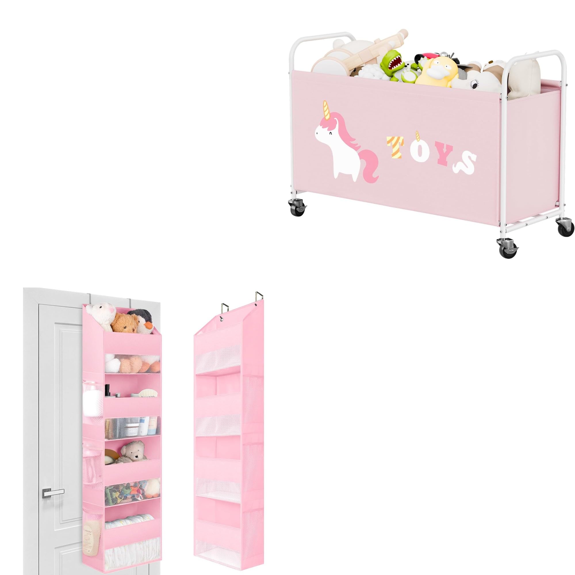GRANNY SAYS Set di Porta Oggetti da Appendere con 4 Tasche e Scatola per giocattoli con ruota
