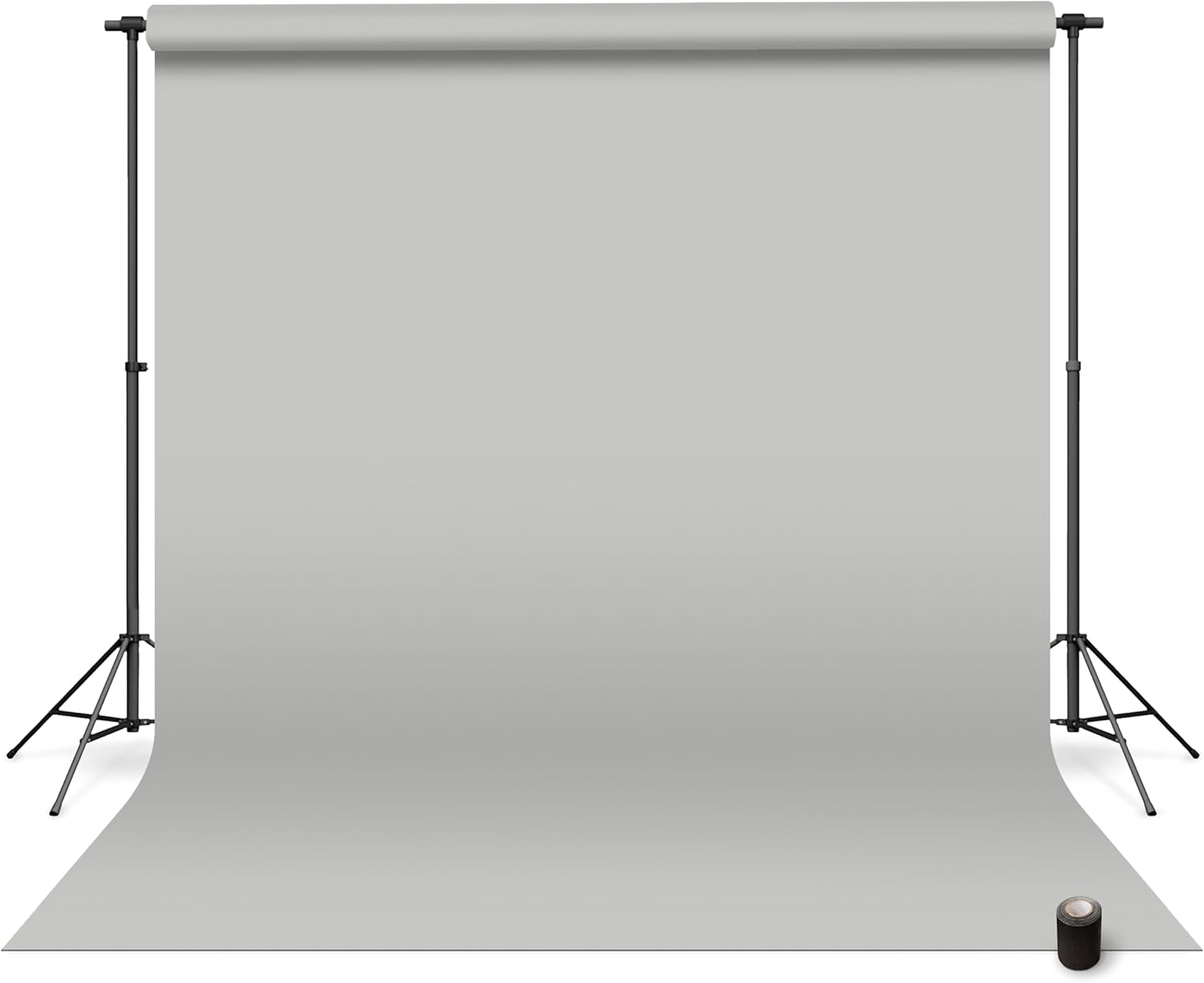 Denny Mfg - Seamless Paper Backdrop for Photoshoot with Free Gaffer Tape – Light Grey Photography Paper Roll Background with Matte Finish for Studio, Video & Content Creation – (53 in x 36 ft)