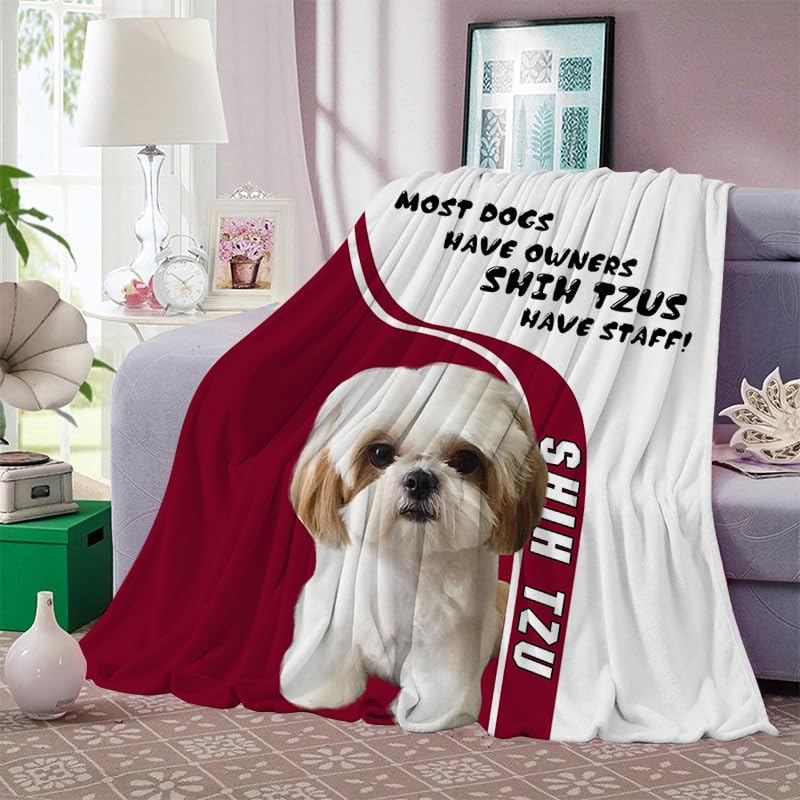 RLYXGS 3D Shih Tzu Blanket Throw Pet Dog Lightweight Flannel Blankets for Bed Couch Sofa Soft Fluffy Blanket Kids Girls Boys Bedroom Decor Throw Blanket 28x40 inch B291