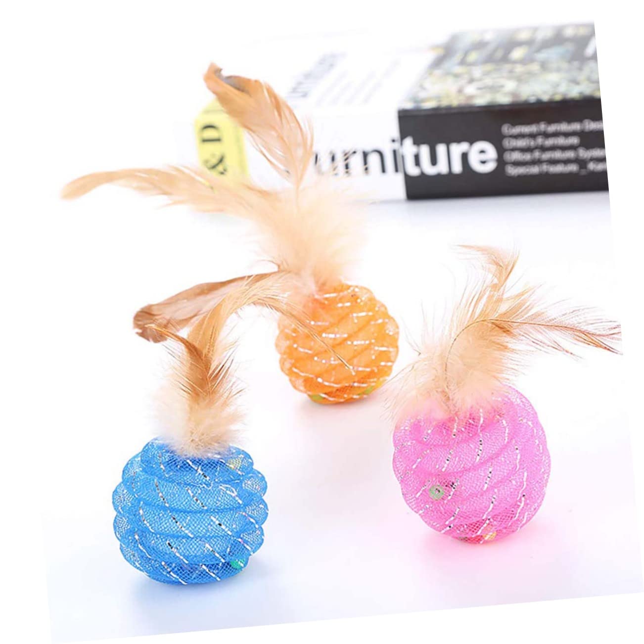 POPETPOP 4 Pack Pet Cat Toy Balls with Interactive Training Toy Bright for Cats Random Color