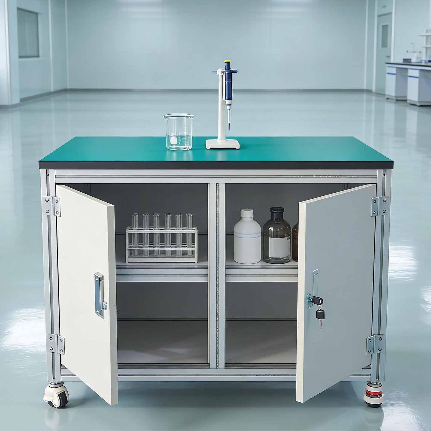 Banco de laboratorio móvil antiestático, mesa de trabajo de aleación de aluminio resistente de 3 niveles con ruedas para lugar de trabajo, hogar, garaje