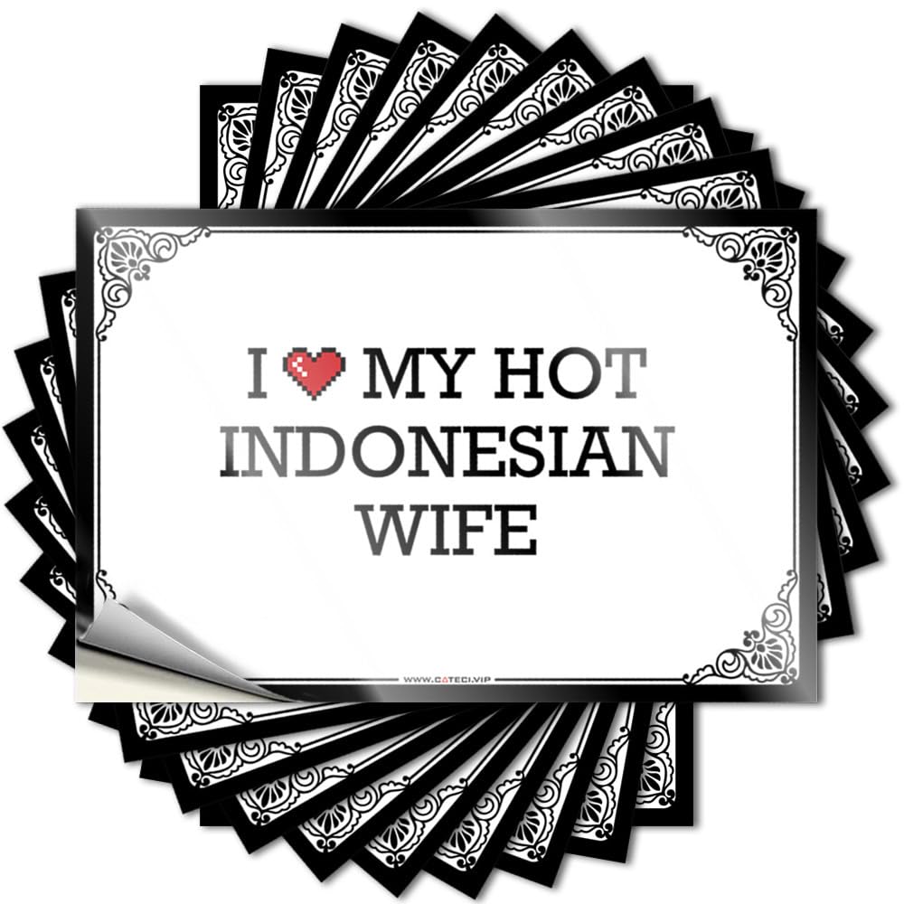 Funny Sticker - Fall Bumper I Love My Hot Indonesian Wife for Taupe Guys(6X9CM)