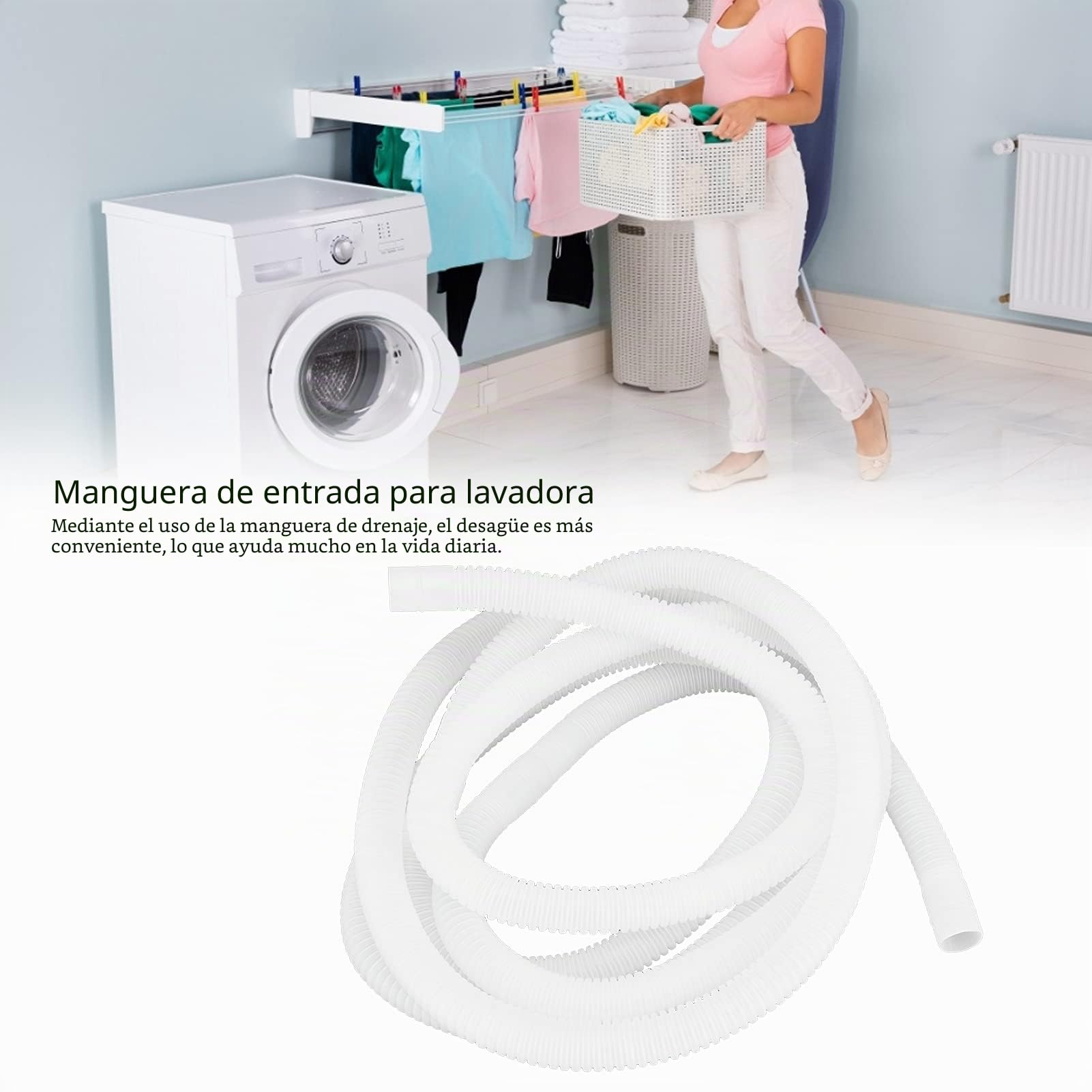 BIKING Manguera de drenaje de aire acondicionado, manguera de entrada de lavadora de 3 metros manguera de drenaje de aire acondicionado manguera de agua flexible telescópica doméstica Transparente