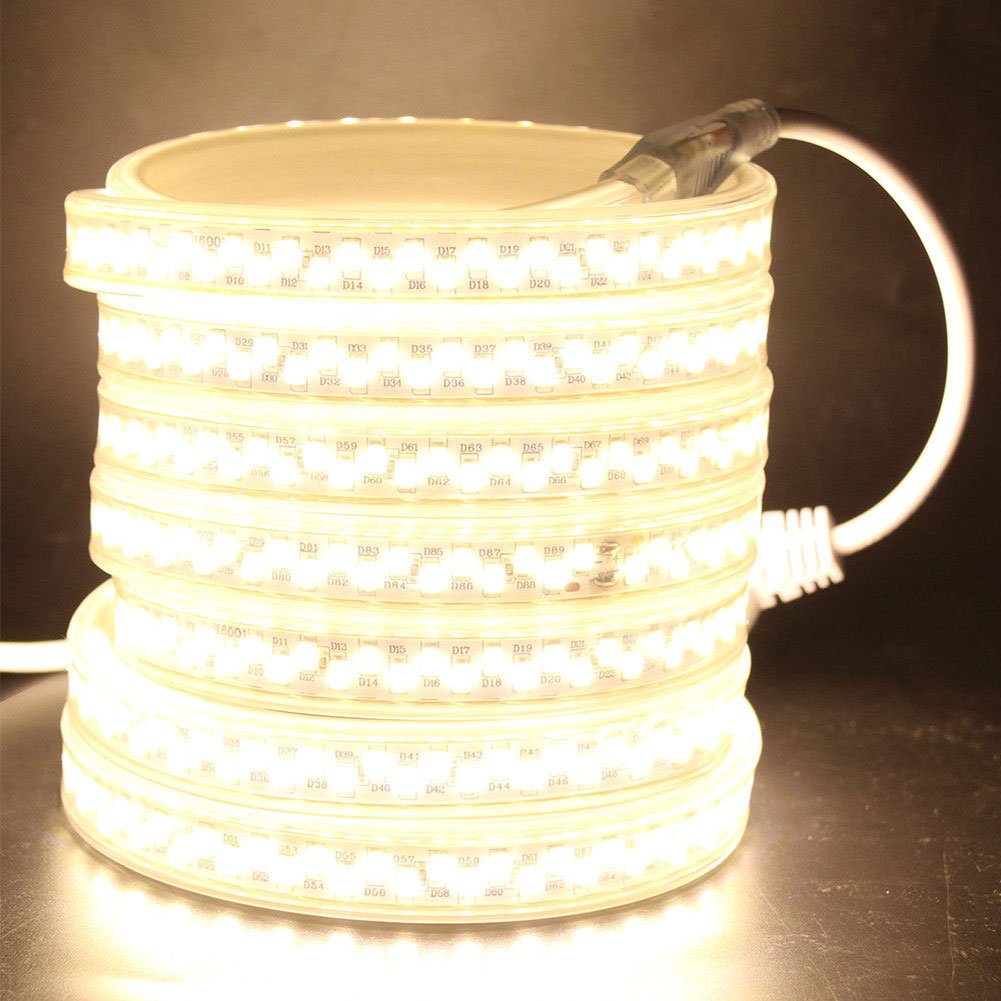 XUNATA 164ft LED Strip Rope Light with On/Off Switch, Super Bright SMD 5730 (5630 Upgraded) 110V 9000 LEDs Waterproof Flexible LED Strip Lights for Garden Outdoor Home Decoration(Warm White)