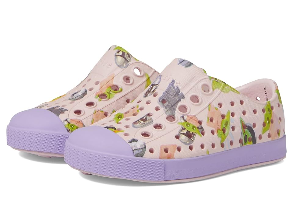 Native Shoes Kids Jefferson Star Wars Print (Toddler) (Milk Pink/Healing Purple/Mando All Over Print) Kid's Shoes INTERNATIONAL SHIPPING