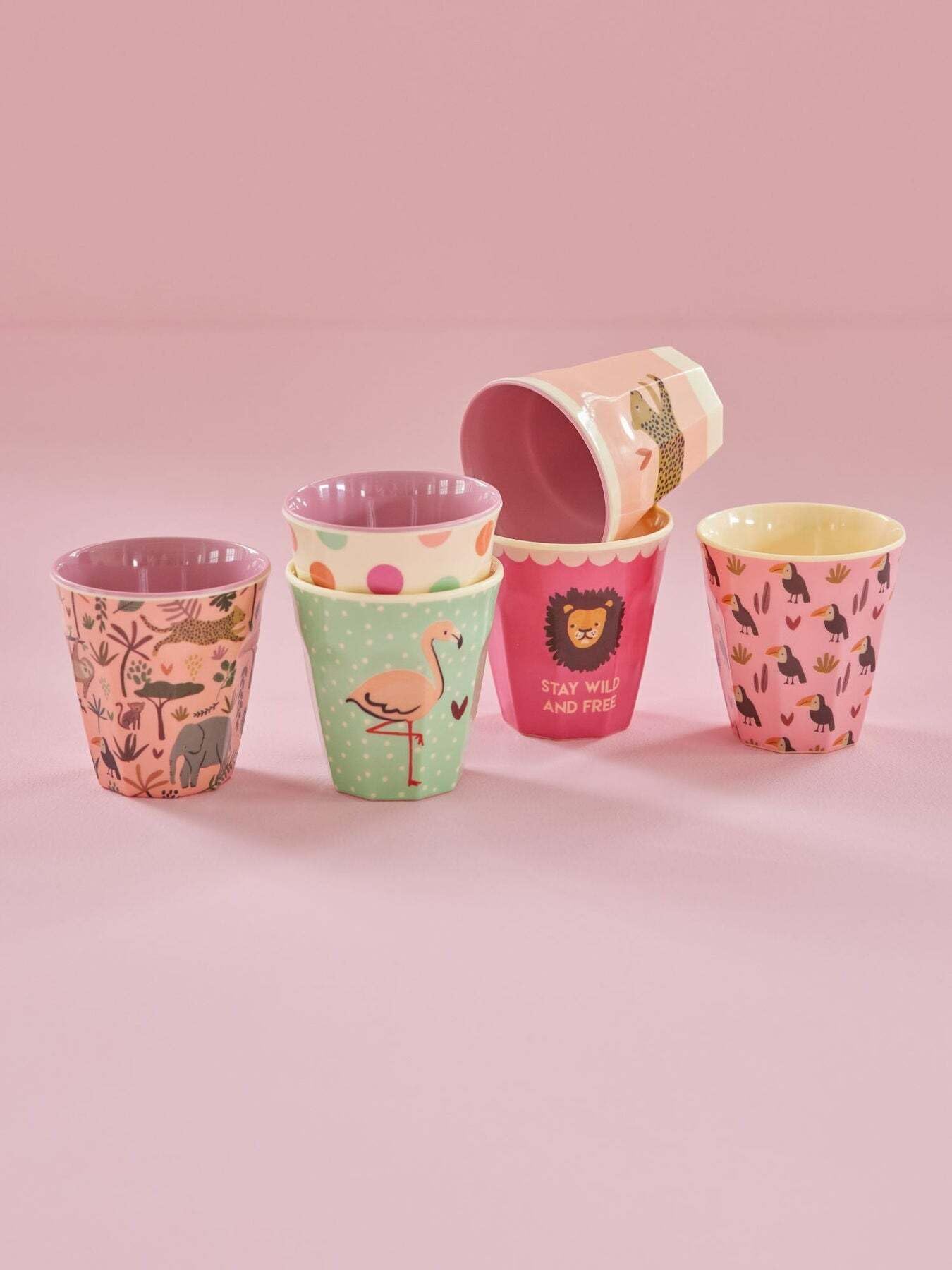 Set 6 Tazze In Melamina Rice 250ml – Infrangibili, Con Motivi Pavone E Fiori, Per Bambini E Campeggio, BPA Free