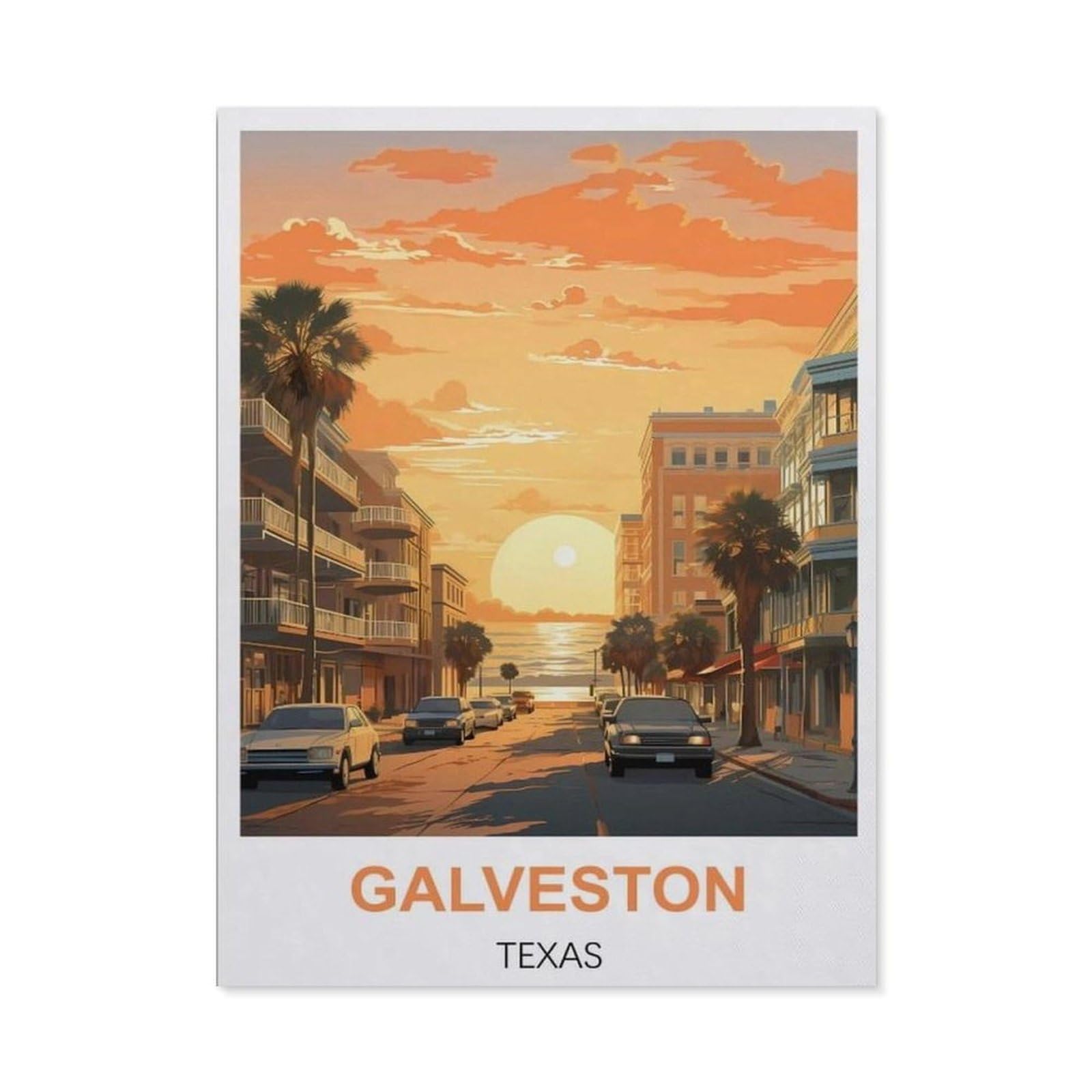 BEAYODKP Diamond Painting，Galveston Texas,Round Full Drill Acrylic Embroidery Cross Stitch Arts Craft Canvas Supply for Home Wall Decor Adults and Kids（50 x 60 cm/19.68 x 23.62 inches）-CB30