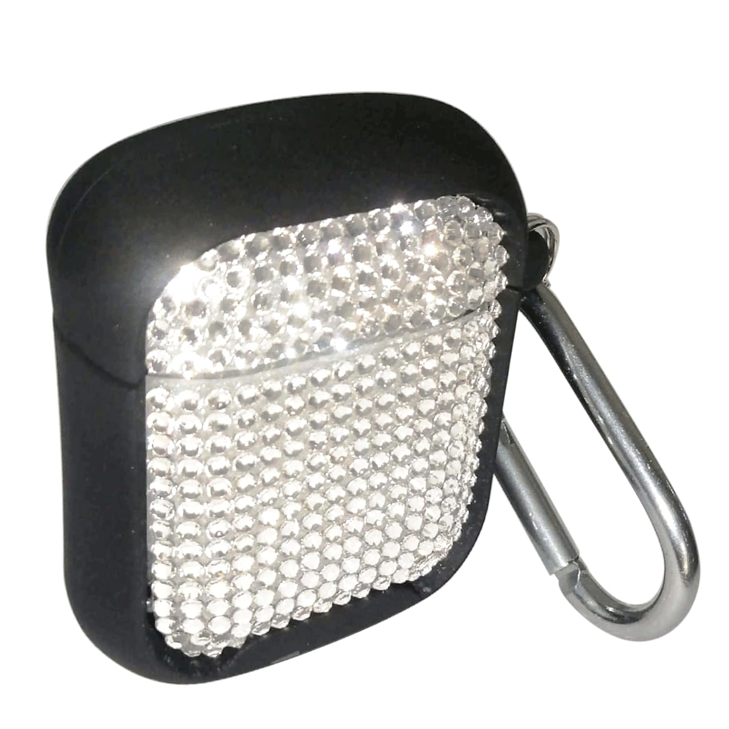 Bling Rhinestone Case for AirPods with Metal Keychain,High Quality Hand Glued Diamond Soft Silicone+Hard PC Protective Cover, Compatible with Apple AirPods 2nd/1st Generation Charging Case