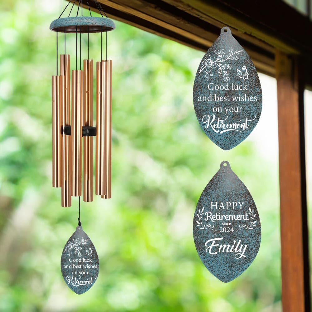ASTARIN Personalized Happy Retirement Gift, Custom Name Retirement Wind Chimes for Women Men, 35" Large Deep Tone Wind Chime Retire Gifts for Co-Workers Boss Friends Parents