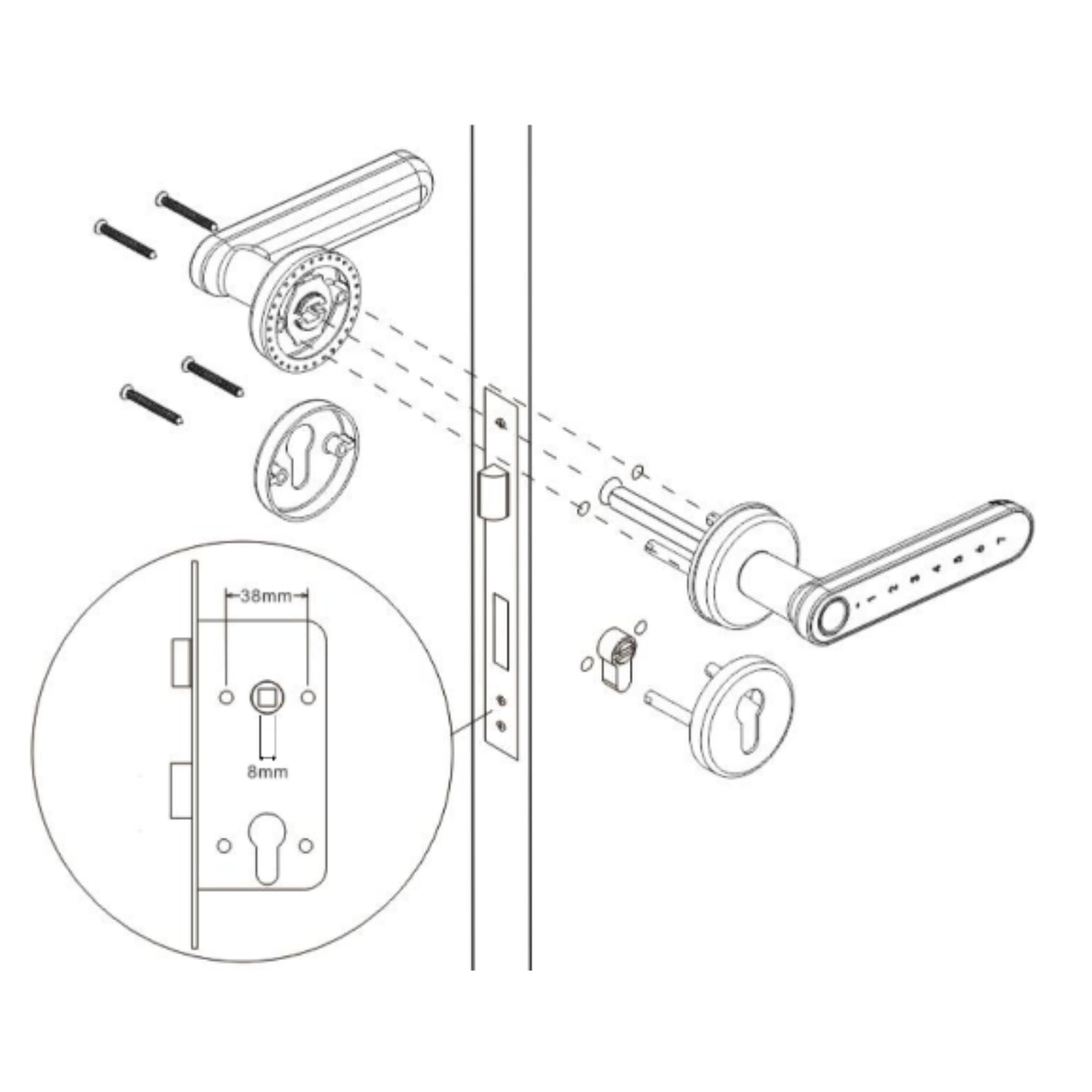 Orno OR-ZS-853 elektroniczny zamek z klawiaturą dotykową i inteligentną funkcją - czytnik linii papilarnych, Bluetooth 4.0 (Nikiel)