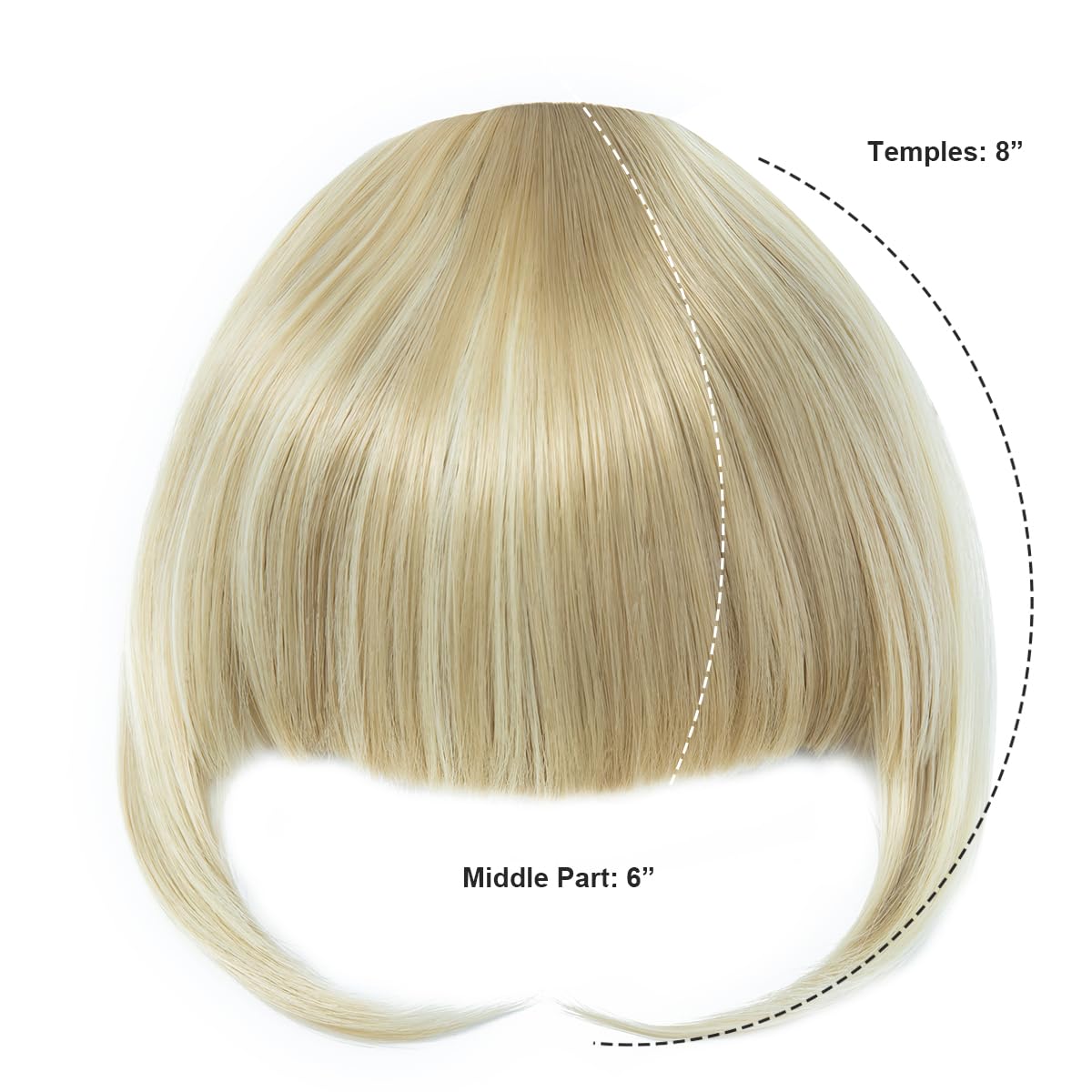 BUYOGET Clip in Fringe Hair Extension Highlight Blonde Straight Fake fringe Clip on Bangs Hair Clip for Women - Image 2