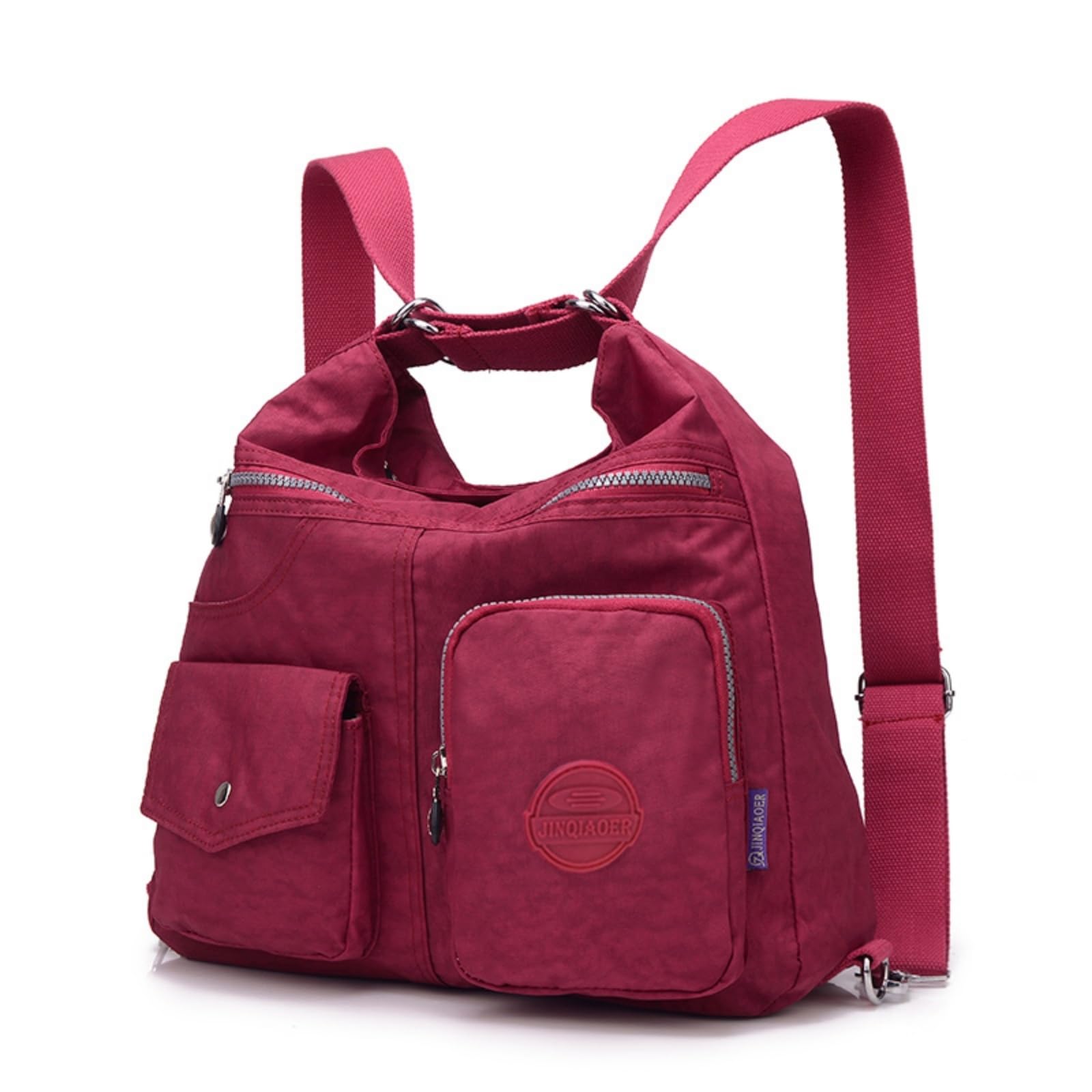 Mochila escolar Borsa A Spalla in Nylon Multi-Tasca Donna, Zaino Convertibile per Adolescenti, Studi Scolastici, Viaggi Giornalieri E