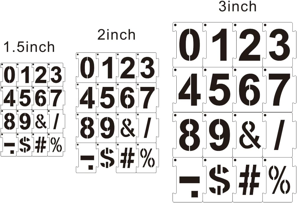 1.5/2/3 Inch Numerical Sign Stencils for Painting, 48 Pack Number and Sign Stencil Templates, Reusable Letter Stencils for Painting on Wood, Chalkboard, Wood Signs and Wall Art DIY Home Decor